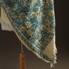 Floral Sanganeri Print Pure Merino Wool Handwoven Shawl 42