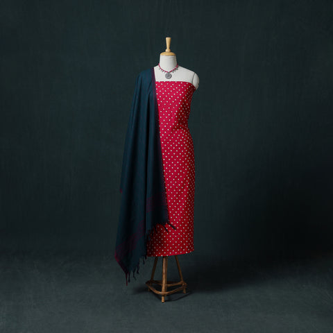 Bandhani Cotton Unstitched Dress Material: Kurta with Dupatta 14