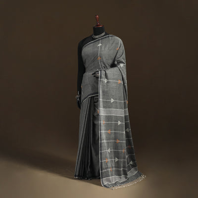 Phulia Jamdani Pure Handloom Cotton Saree with Tassels (Count 92/60) 28