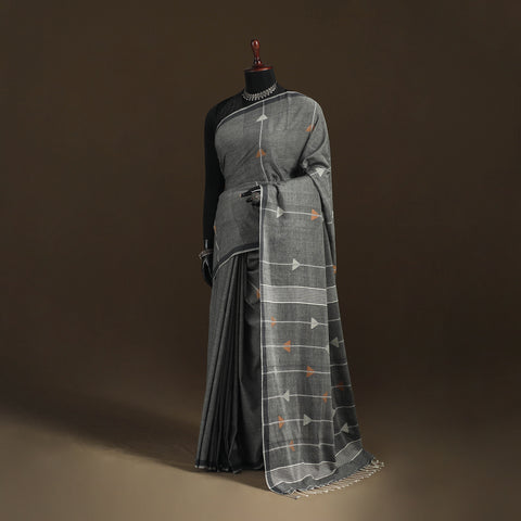 Phulia Jamdani Pure Handloom Cotton Saree with Tassels (Count 92/60) 28