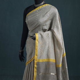 Bagru Hand Block Print Natural Dyed Mulberry Silk Saree 29