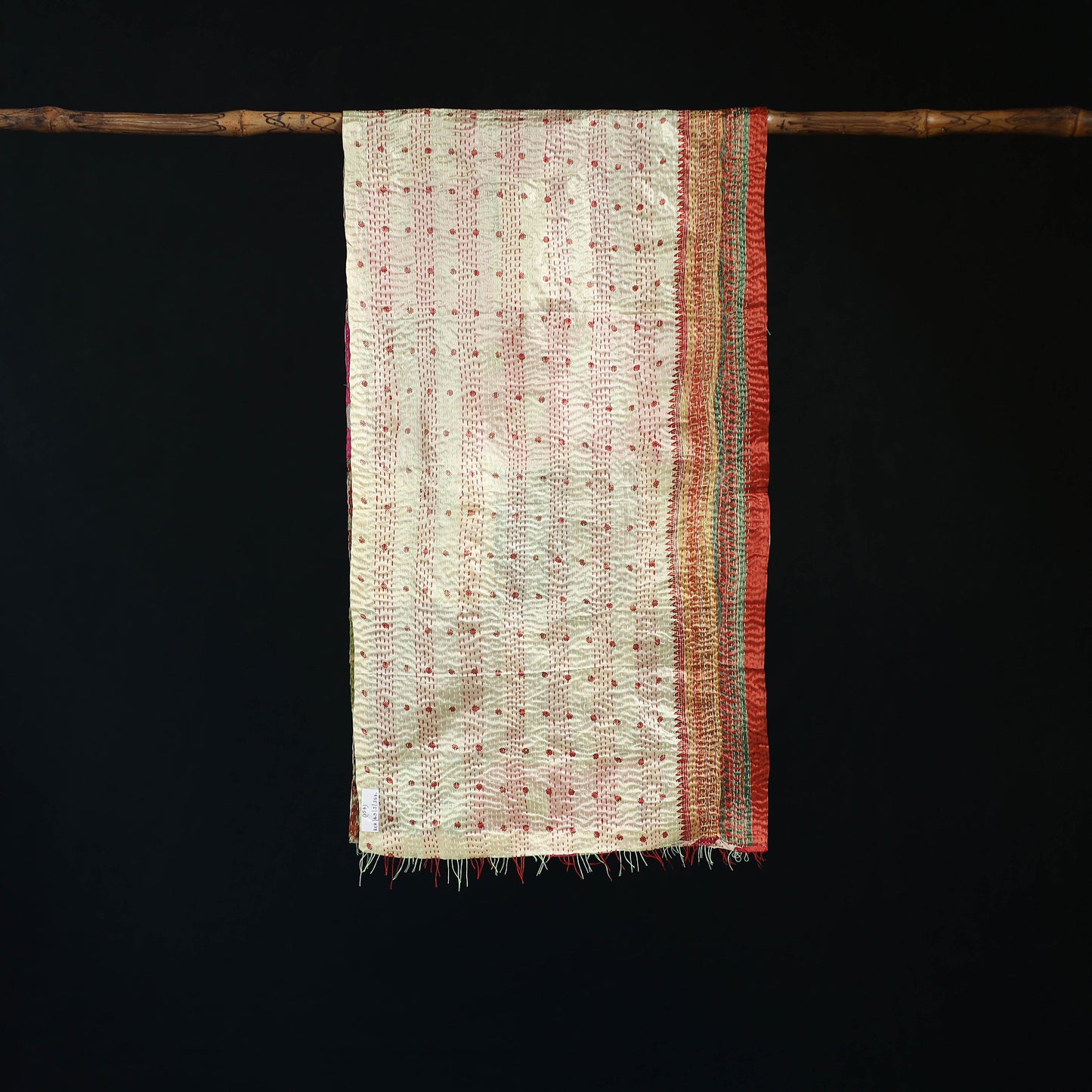 Bengal Kantha Handwork Patchwork Reversible Silk Stole 357