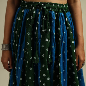 Multicolor - Bandhani Tie-Dye 24 Kali Patchwork Cotton Long Skirt 04