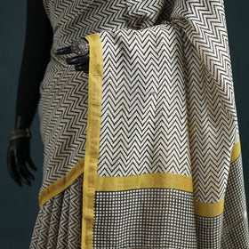 Bagru Hand Block Print Natural Dyed Mulberry Silk Saree 29