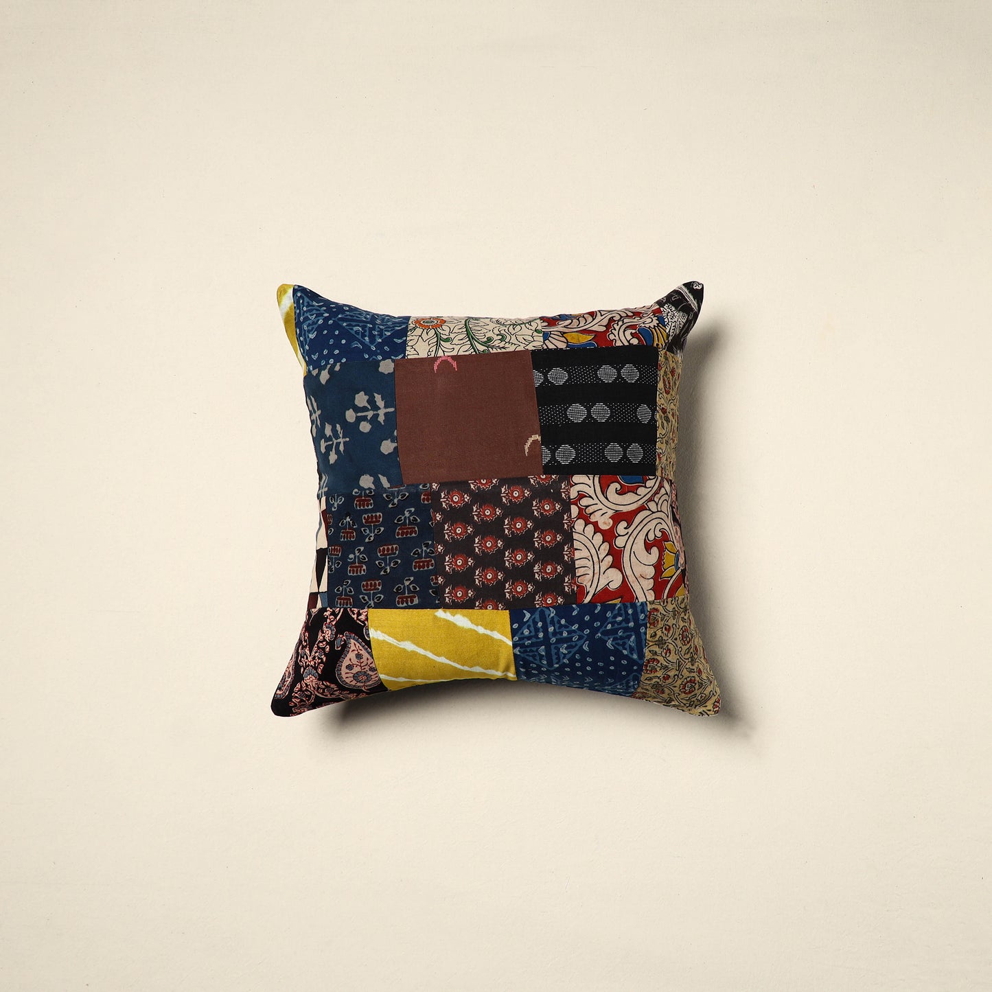 Multicolor - handcrafted cotton patchwork cushion cover 42