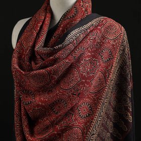 Kutch Handwoven Ajrakh Hand Block Print Merino Wool Shawl  59