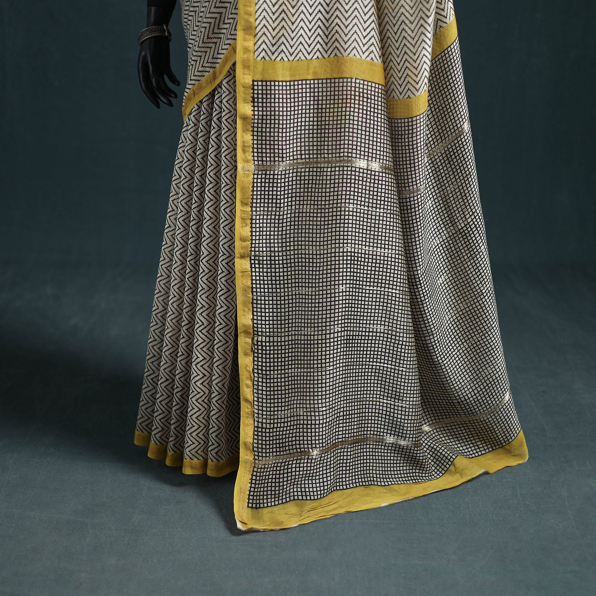 Bagru Hand Block Print Natural Dyed Mulberry Silk Saree 29