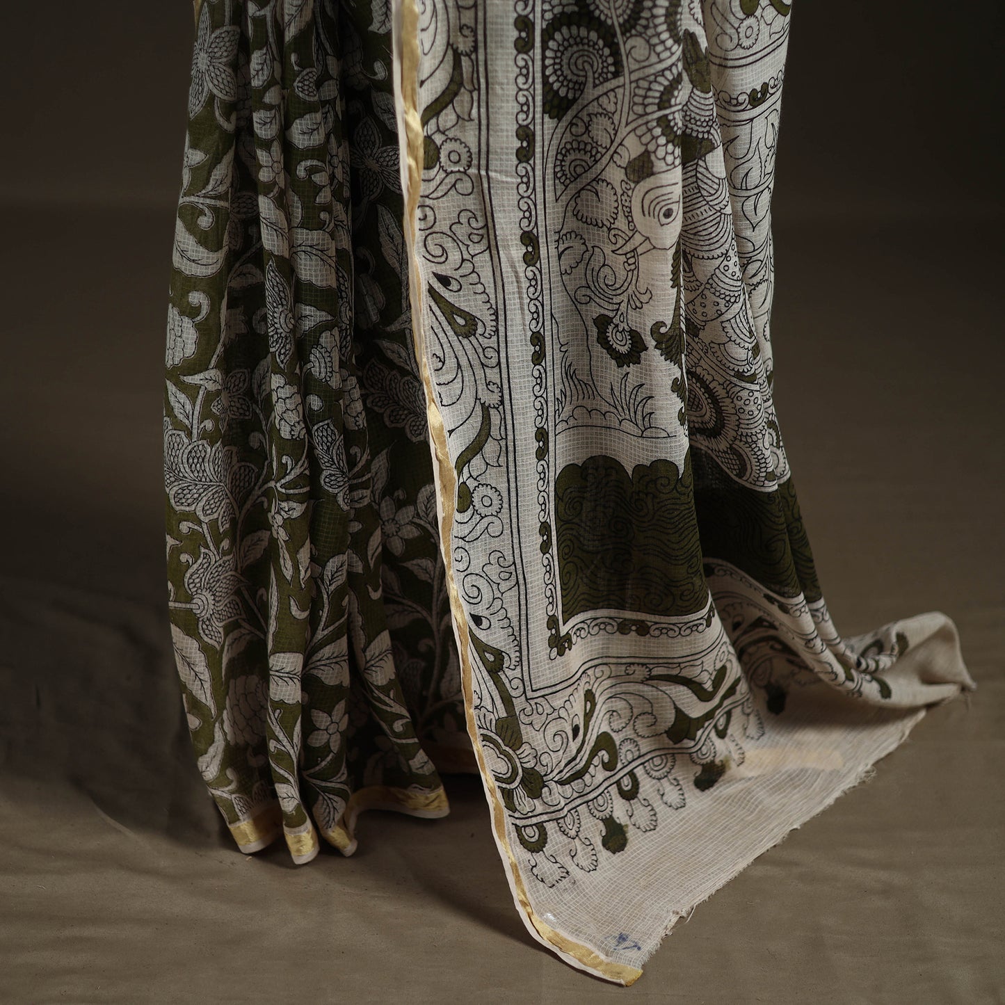 Kalamkari Printed Kota Doria Cotton Saree 45