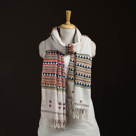 Orissa Tribal Kapadaganda Hand Embroidered Pure Handwoven Cotton Stole 09