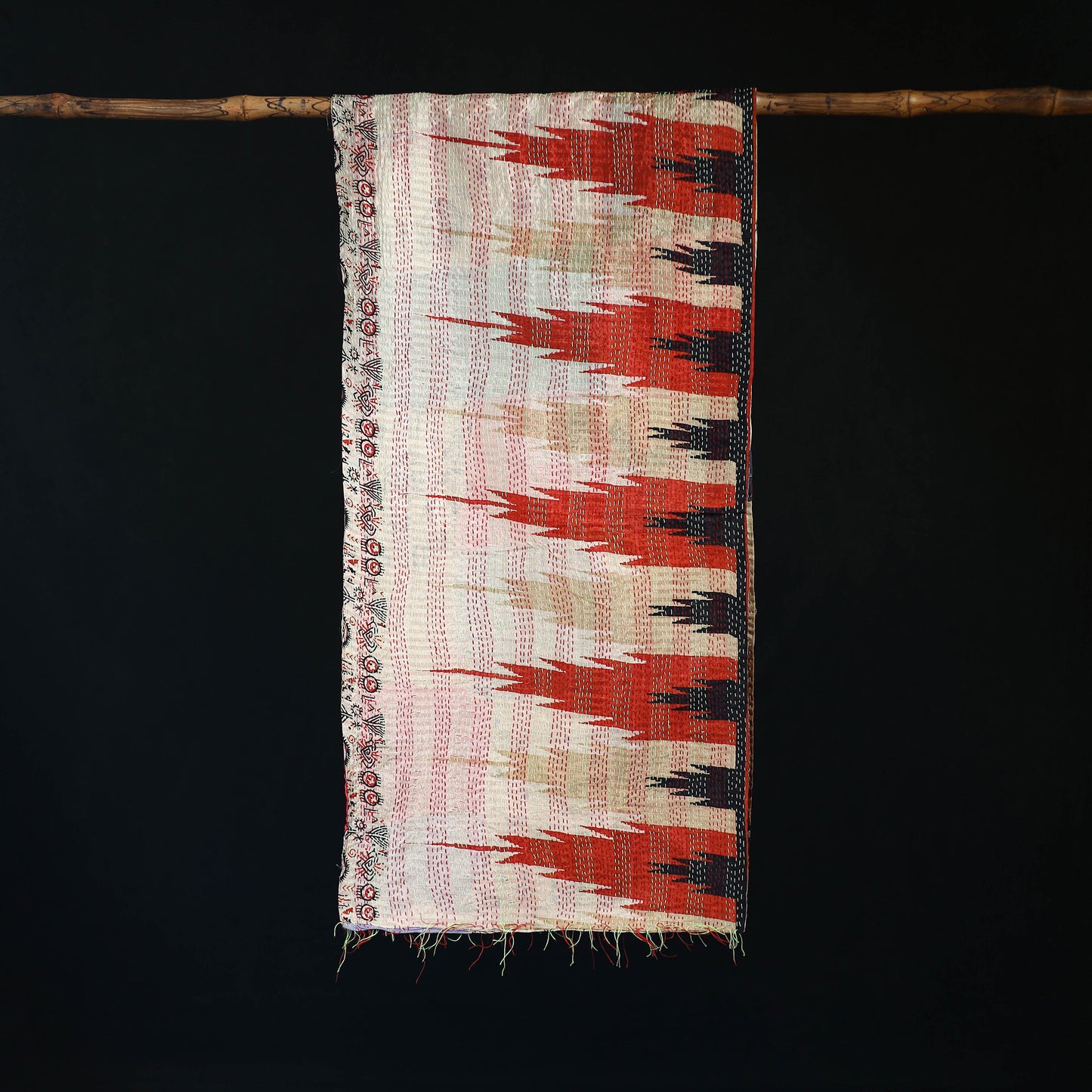 Bengal Kantha Handwork Patchwork Reversible Silk Stole 354