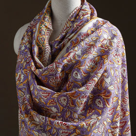 Floral Sanganeri Print Pure Merino Wool Handwoven Shawl 43