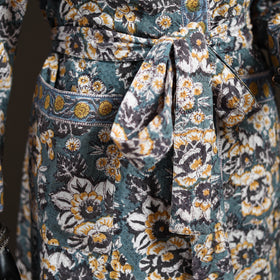 Sanganeri Hand Block Print Waffle Weave Cotton Bath Robe 14