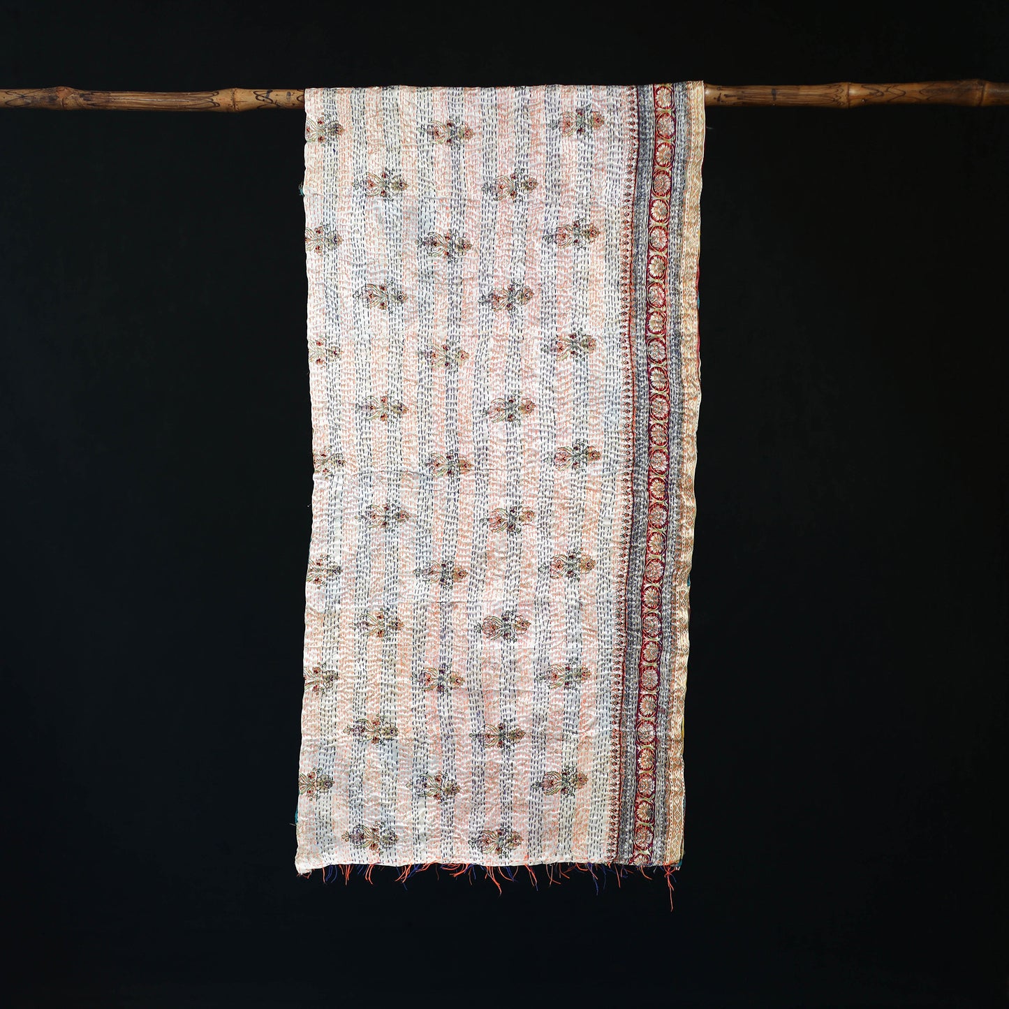 Bengal Kantha Handwork Patchwork Reversible Silk Stole 353