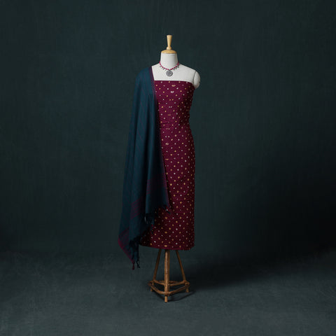 Bandhani Cotton Unstitched Dress Material: Kurta with Dupatta 15