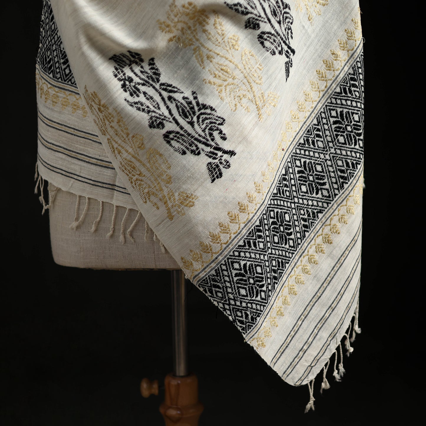 Handspun Handwoven Pure Eri Silk Aari Hand Embroidered Shawl of Assam 26