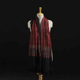 Kutch Handwoven Ajrakh Hand Block Print Merino Wool Shawl  60
