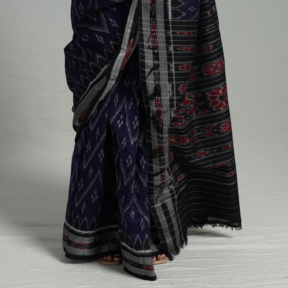 Blue - Ikat Weave Handloom Cotton Sambalpuri Saree 28