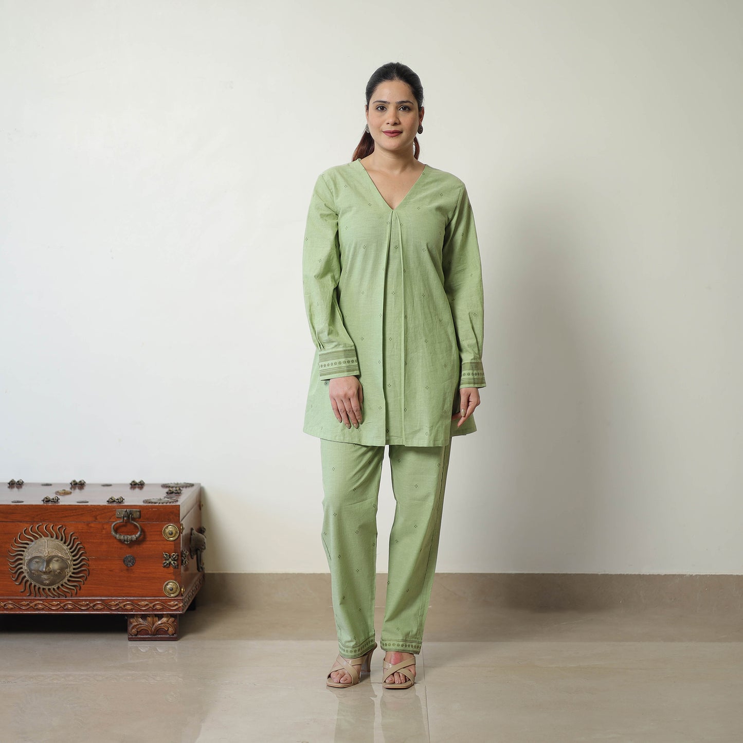 Green - Jacquard Cotton Co-Ord Set 07