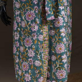 Sanganeri Hand Block Print Waffle Weave Cotton Bath Robe 15