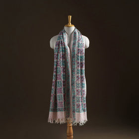 Floral Sanganeri Print Pure Merino Wool Handwoven Shawl 44