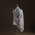 Floral Sanganeri Print Pure Merino Wool Handwoven Shawl 44