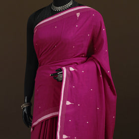 Phulia Jamdani Pure Handloom Cotton Saree with Tassels (Count 92/60) 29