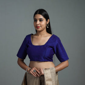 Royal Blue - Gota Patti Slub Silk Plain Blouse 11