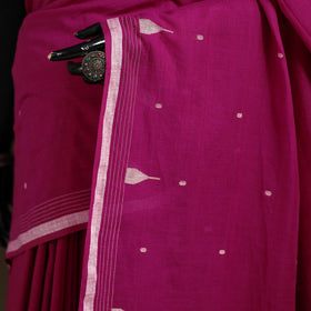 Phulia Jamdani Pure Handloom Cotton Saree with Tassels (Count 92/60) 29