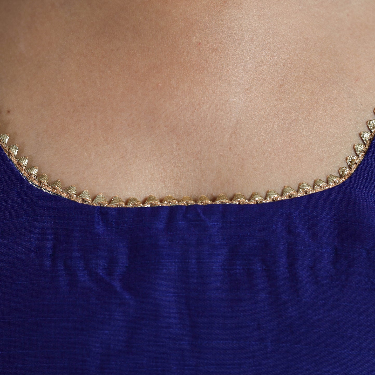 Royal Blue - Gota Patti Slub Silk Plain Blouse 11