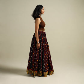 Multicolor - Bandhani Tie-Dye 24 Kali Patchwork Cotton Long Skirt 06