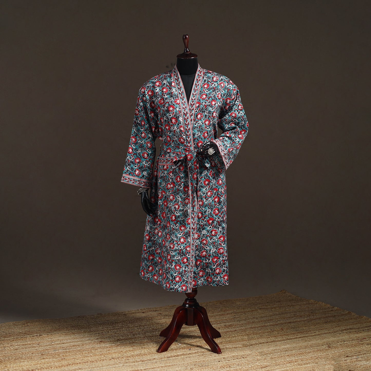 Sanganeri Hand Block Print Waffle Weave Cotton Bath Robe 16