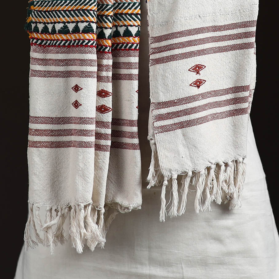 Orissa Tribal Kapadaganda Hand Embroidered Pure Handwoven Cotton Stole 14