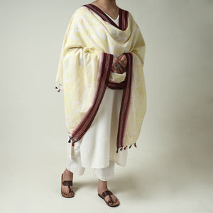  Maniabandha Ikat Weave Handloom Cotton Dupatta with Tassels 