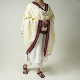  Maniabandha Ikat Weave Handloom Cotton Dupatta with Tassels 
