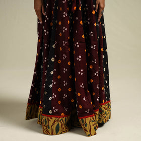 Multicolor - Bandhani Tie-Dye 24 Kali Patchwork Cotton Long Skirt 06