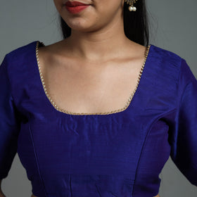 Royal Blue - Gota Patti Slub Silk Plain Blouse 11