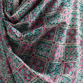Floral Sanganeri Print Pure Merino Wool Handwoven Shawl 44
