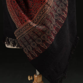 Kutch Handwoven Ajrakh Hand Block Print Merino Wool Shawl  60