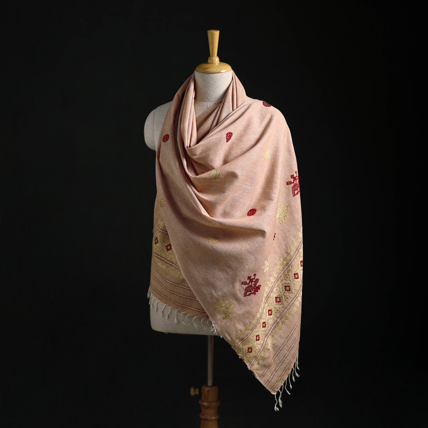 Handspun Handwoven Pure Eri Silk Aari Hand Embroidered Shawl of Assam 27