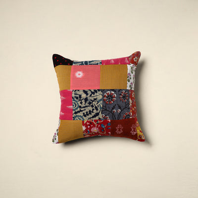 Multicolor Handcrafted Cotton Patchwork Cushion Cover