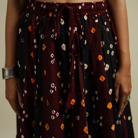 Multicolor - Bandhani Tie-Dye 24 Kali Patchwork Cotton Long Skirt 06