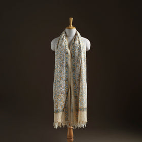 Floral Sanganeri Print Pure Merino Wool Handwoven Shawl 45