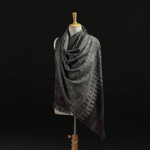 Kutch Handwoven Ajrakh Hand Block Print Merino Wool Shawl  61