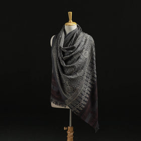 Kutch Handwoven Ajrakh Hand Block Print Merino Wool Shawl  61