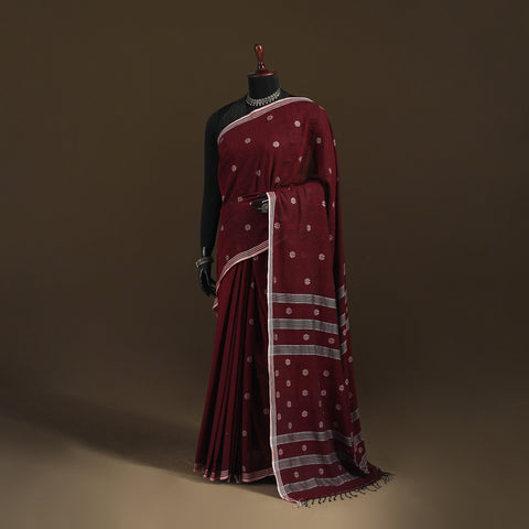 Phulia Jamdani Pure Handloom Cotton Saree with Tassels (Count 92/60) 30