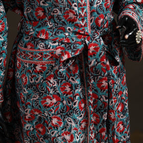 Sanganeri Hand Block Print Waffle Weave Cotton Bath Robe 16