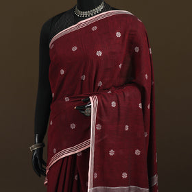 Phulia Jamdani Pure Handloom Cotton Saree with Tassels (Count 92/60) 30