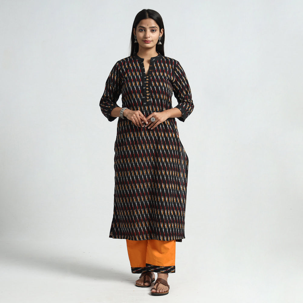 Pochampally Ikat Kurta with Palazzo & Dupatta Set