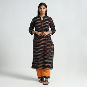 Buy Pochampally Ikat Weave Cotton Kurta with Palazzo & Dupatta Set Online l iTokri.com