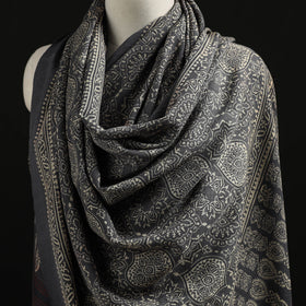 Kutch Handwoven Ajrakh Hand Block Print Merino Wool Shawl  61
